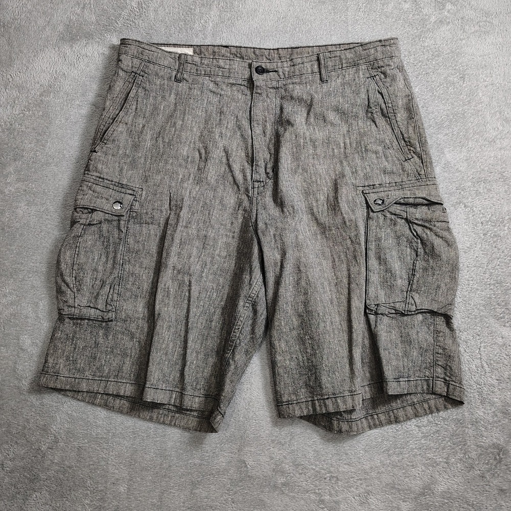 Levi's Cargo‎ Shorts Mens Size 40* Flat Front Linen Blend Camping Hiking Gray
